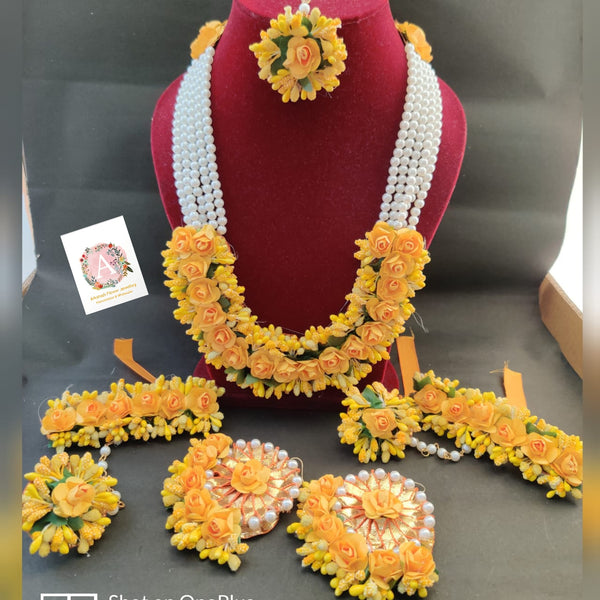 MORNI, PEACOCK FEATHERS AND CONCH SHELL NECKLACE SET FOR HALDI