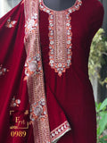 Beautifully Embroidered Velvet Salwar Suits for Women-GANNVS001