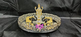 MADHU, Full set impressive  German Silver washable tray with pure silver and gold coated idols-SNFS001B