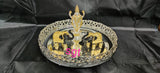 MADHU, Full set impressive  German Silver washable tray with pure silver and gold coated idols-SNFS001B