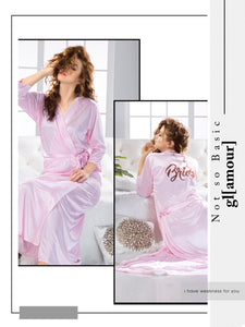 BABY PINK  SHADE ELEGANT  SATIN  ROBE FOR BRIDES-LRSRB001BP