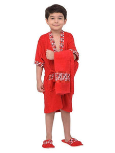 Red 3 pcs Luxury Kids Bathrobe set -PANIPBRS001R