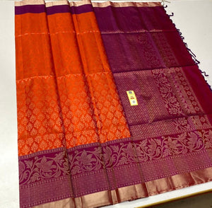 ORANGE SHADE   KANJIVARAM SILK SAREE FOR WOMEN-CFRKSS001O