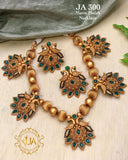 CHAMPA, FLORAL DESIGN MATTE GOLD NECLACE SET FOR WOMEN -ARTNSF001C