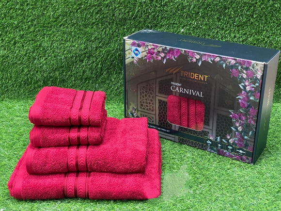 Trident Cotton 2 Bath Towel , 2 Hand Towel, 1 Soap Dispenser 430 GSM (Set  of 5,