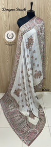 WHITE DESIGNER  KANI SHAWL FOR WOMEN -RG19001DKSW