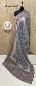 GREY DESIGNER  KANI SHAWLS FOR WOMEN -RG19001DKSGRE