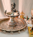 German Silver Antique Finish Laxmi Pooja Set-SKDGLPS001