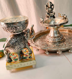 German Silver Antique Finish Laxmi Pooja Set-SKDGLPS001