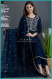 ND KURTIS PREMIUM NEW LAUNCH NAVY BLUE KURTI PANT AND DUPPATTA FOR WOMEN -FOFMK001NB