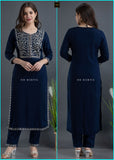 ND KURTIS PREMIUM NEW LAUNCH NAVY BLUE KURTI PANT AND DUPPATTA FOR WOMEN -FOFMK001NB