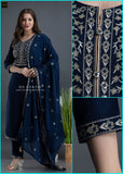 ND KURTIS PREMIUM NEW LAUNCH NAVY BLUE KURTI PANT AND DUPPATTA FOR WOMEN -FOFMK001NB