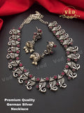 SHIVANGI , OXIDISED SILVER FINISH NECKLACE SET FOR WOMEN -KARTISNS