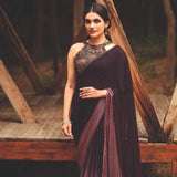 DAMINI 3D VELVET CHIFFON SAREE WITH FLORAL SEQUINS EMBELLISHED BLOUSE-NIRMA001B