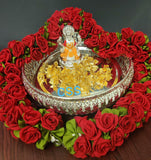 10 inches tray With Lakshmi Devi Idol  , 11 Tulasi Dalam , Flower Mala one meter Length-CZY001LD