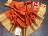 EXCLUSIVE PURE MYSORE WRINKLE  SILK CREPE SAREES WITH GOLD BORDER AND  BLOUSE-PDS001MYO