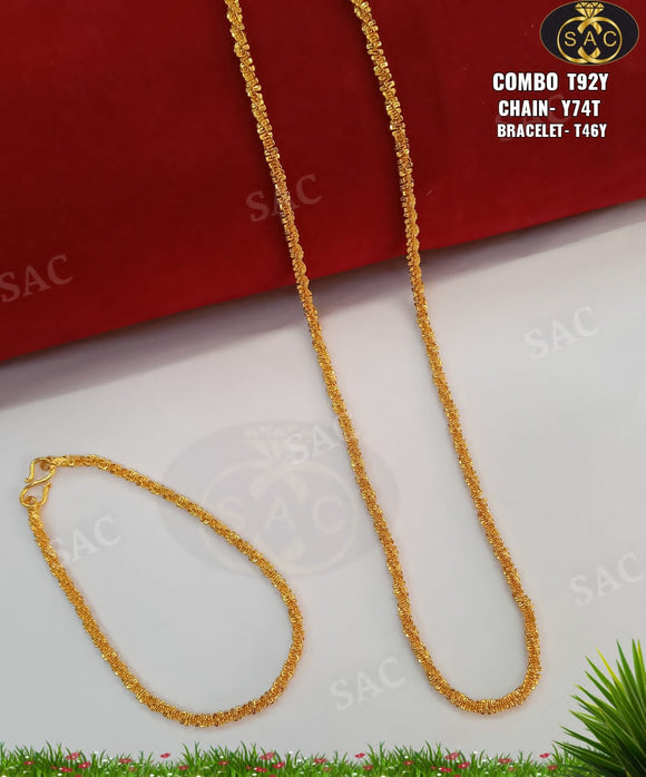 KARTIK, Micro Gold Men's Chain and Bracelet Combo -KARTI001MCB