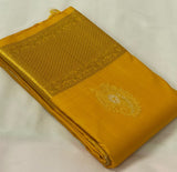 PADMINI , GOLDEN YELLOW  SHADE KANJIVARAM PURE SILK HANDLOOM WITH 2 GRAM GOD ZARI SAREE FOR WOMEN -PDS001GY