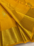 PADMINI , GOLDEN YELLOW  SHADE KANJIVARAM PURE SILK HANDLOOM WITH 2 GRAM GOD ZARI SAREE FOR WOMEN -PDS001GY