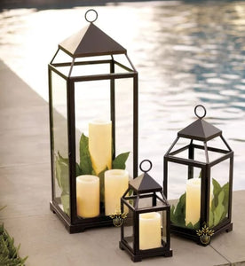 GLORIA , BLACK ELEGANT FRENCH COUNTRY STYLE BEAUTIFUL FLOOR LANTERNS FOR DECORATION-RAJA001FLB