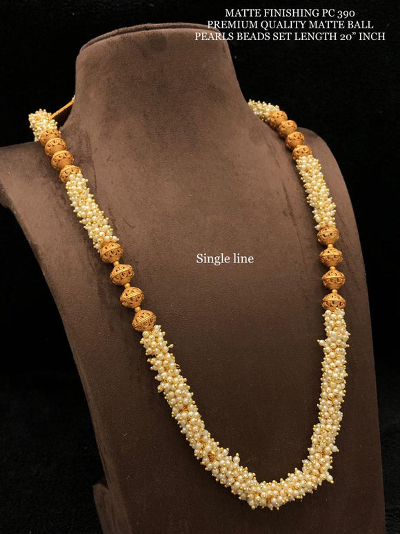 SUHASINI, SINGLE LINE MATTE FINISH PREMIUM QUALITY MATTE BALL PEARLS NECKLACE SET -SAY001PNSSL