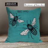 The Embroidery bee cushion cover. A contemporary Signeer cushion cover-RAJ001CC