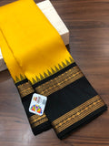 TRADITIONAL YELLOW AND BLACK KANJEEVARAM SILK SAREE FOR WOMEN -PRIY001KS