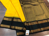 TRADITIONAL YELLOW AND BLACK KANJEEVARAM SILK SAREE FOR WOMEN -PRIY001KS