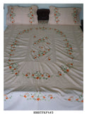 BABY PINK SHADE Hand Embroidered Cotton Bedsheets with Knotted Cutwork & along with Two Pillow Covers-KIA001BPBSE