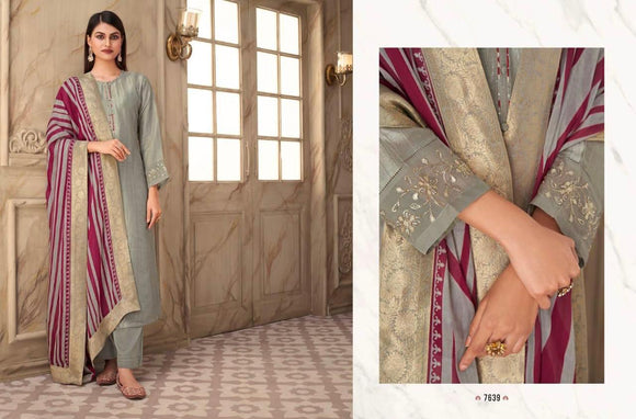 S.P SUITS PRESENT  JACQUARD SILK TOP SALWAR SUIT MATERIAL FOR WOMEN -RIDA001SSM6