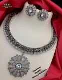 PANKURI, ELEGANT OXIDISED SILVER NECKLACE SET FOR WOMEN -PAL001OS