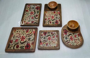 FLORAL DESIGN ELEGANT MANGO WOOD PLATTER SET FOR PARTY DECOR-MK001PPA3