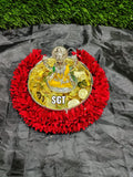 SNEHADHARA, GERMAN SILVER PLATE WITH PURE SILVER COATED LAKSHMI IDOL AND GOLD COINS AND FLOWERS-SN001PS