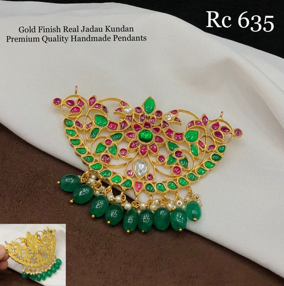 NAMITHA , GOLD FINISH REAL JADAU KUNDAN HANDMADE PENDANT FOR WOMEN -LR001HMP