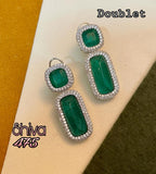 MELANIA, ELEGANT DOUBLET  STONE  EARRINGS FOR WOMEN -SOC001ED