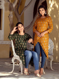 COMBO  OF 4 , GOLD FOIL PRINT KURTI SET FOR WOMEN -KASH001DBS