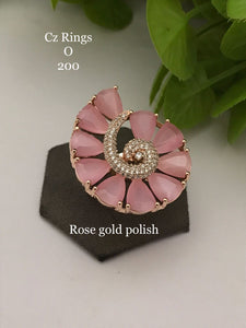 OLGA, ELEGANT ROSE GOLD FINISH  ADJUSTABLE STATEMENT RING FOR WOMEN -LR001SR