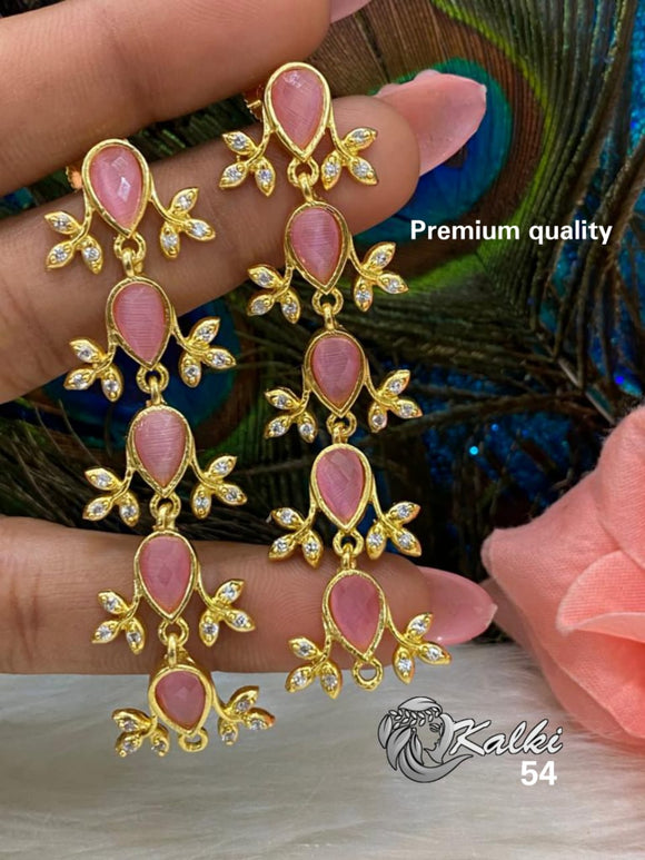 Gold & Pink Ethnic Kundan Earrings Set For Women