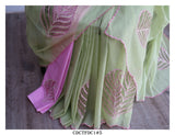 Cutwork on Kota Doria Check Sarees with Cotton Blouse Piece-KIA001K