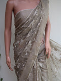 Grey  Embroidered Organza Saree with Plain Blouse Piece -KIA001OZG