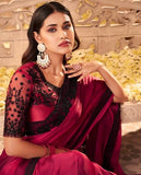 MAGENTA  AND BLACK COMBINATION NIRMANA DESIGNER SAREE FOR WOMEN -NIRM001DSB