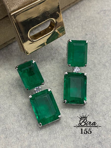 CALISTA, GREEN SHADE DOUBLET STONE EARRINGS FOR WOMEN -SANDY001GSA