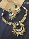 NITYA, ELEGANT DESIGNER KUNDAN NECKLACE SET FOR WOMEN -MOE001NSWN