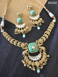 NITYA, ELEGANT DESIGNER KUNDAN NECKLACE SET FOR WOMEN -MOE001NSWN