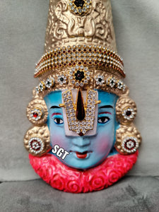 TERRACOTA BALAJI FACE  BEAUTIFULLY HAND PAINTED AND DECORATED WITH STONE WORK BY HAND-SILVI001TBF