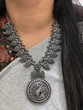 BLACK MONALISA CUT STONE PEACOCK NECKLACE SET FOR WOMEN -SARA001CSNB