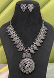 BLACK MONALISA CUT STONE PEACOCK NECKLACE SET FOR WOMEN -SARA001CSNB