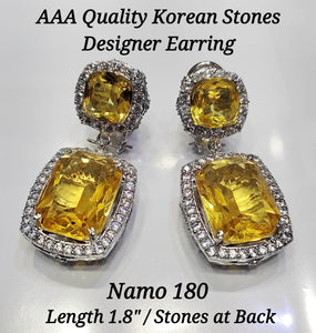 HANA YELLOW , YELLOW SHADE KOREAN STONE DESIGNER EARRINGS FOR WOMEN -SANDY001KSY