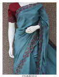 Cutwork on Sana Silk Saree with Contrast Blouse Piece-KIASSS001