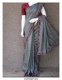 Cutwork on Uppada Silk Saree with Contrast Work and Blouse Piece-KIA001USSCW